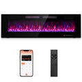 Costway - 60 Inches Ultra-Thin Electric Fireplace Wall-Mounted & Recessed Fireplace Heater - Black