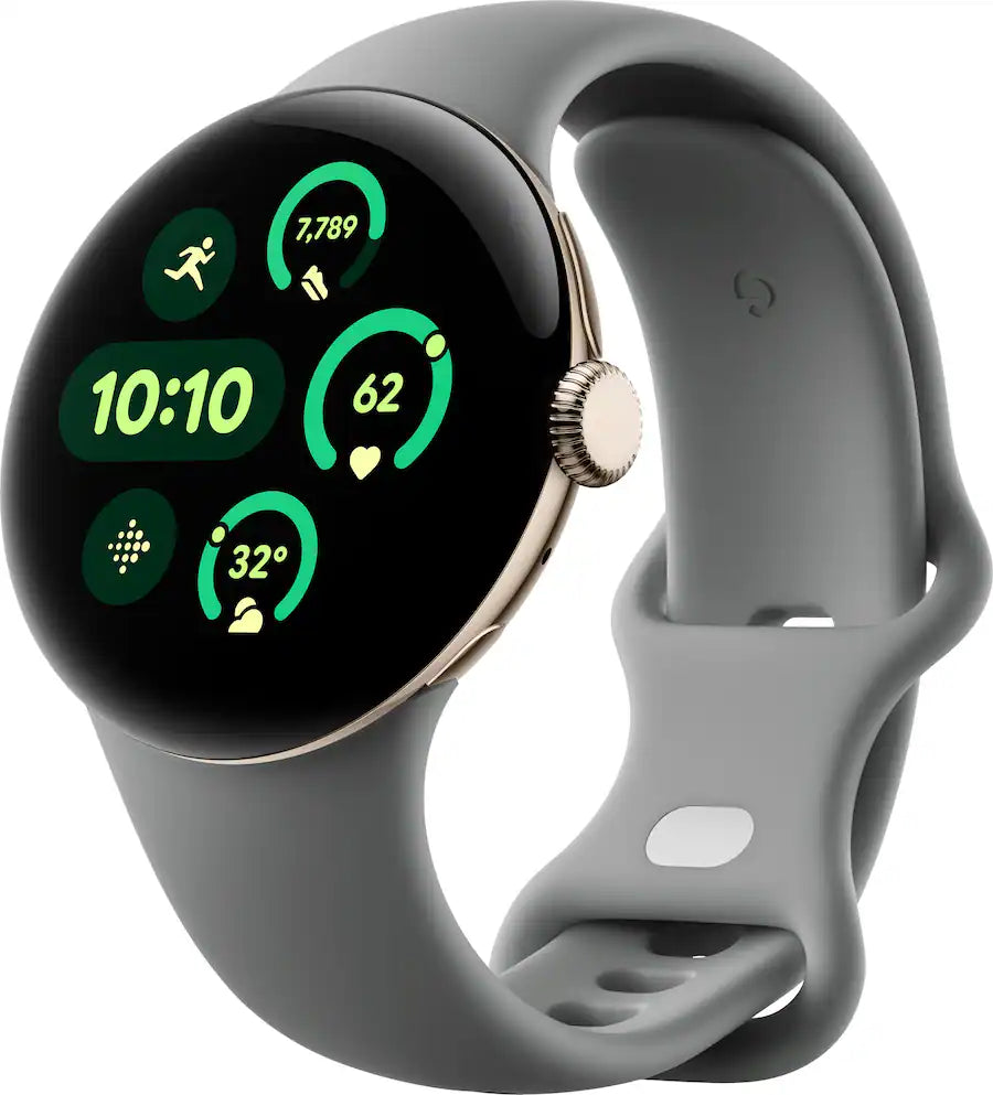 Google - Pixel Watch 3 (41mm) Smartwatch with Rose Quartz Band - LTE - Polished Silver - (2024)
