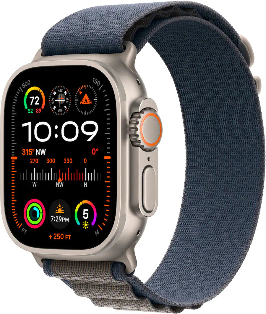 Apple GS Cert Refurb Watch Ultra 2 (GPS + Cellular) 49mm Titanium Case with Blue Alpine Loop with Blood Oxygen - Large - Titanium - (2023)