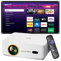 Vankyo - Leisure 570RB Native Full HD 1080P Wireless Roku TV Smart Single LCD Mini Projector, Screen Included - White
